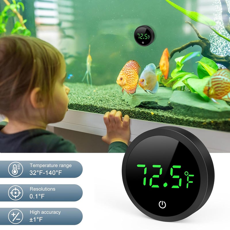 Ankilo Upgraded Aquarium Thermometer, 5S Refresh Speed, Digital Fish Tank Thermometer LED Display ±1°F, Stick-on Thermometer for Aquariums, Glass Containers - Image 2